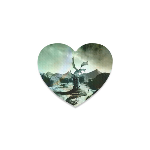 Dragon in a fantasy landscape Heart Coaster