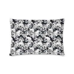 skull pattern, black and white Custom Zippered Pillow Case 16"x24"(Twin Sides)