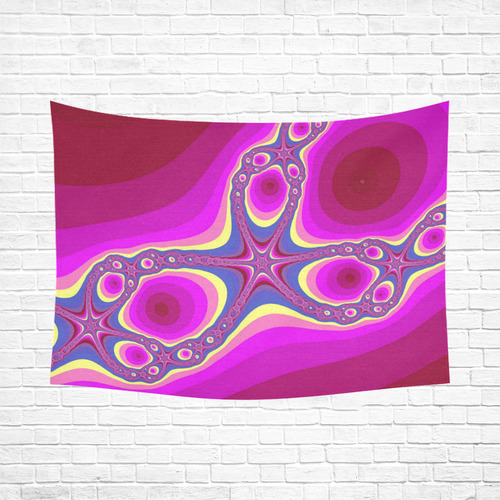 Fractal in pink Cotton Linen Wall Tapestry 80"x 60"