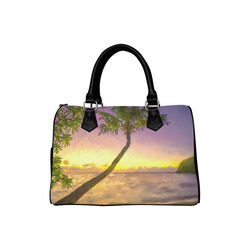 Painting tropical sunset beach with palms Boston Handbag (Model 1621)