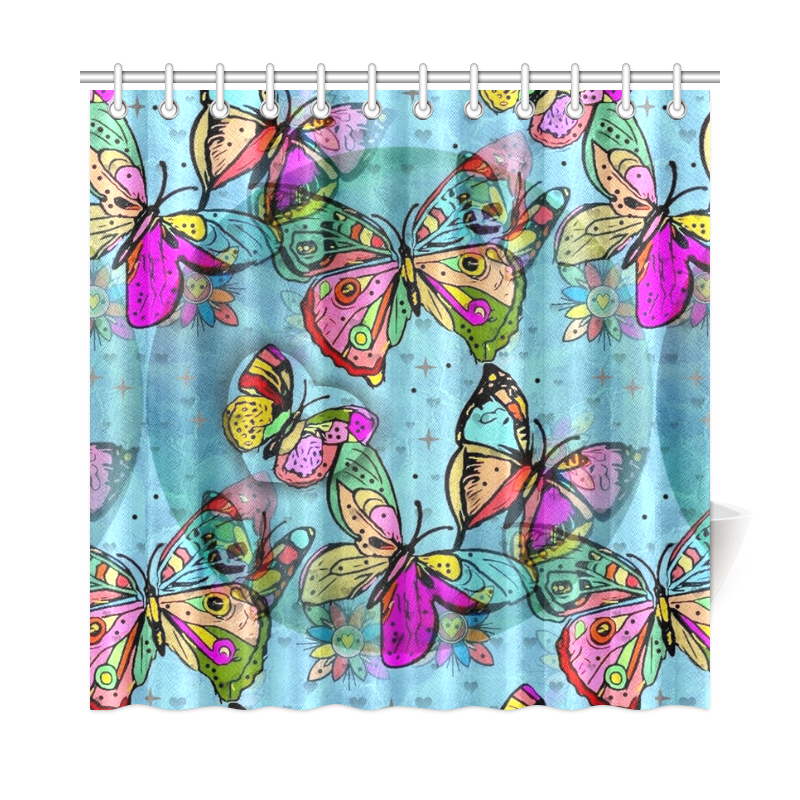 My Butterfly Popart by Nico Bielow Shower Curtain 72"x72"
