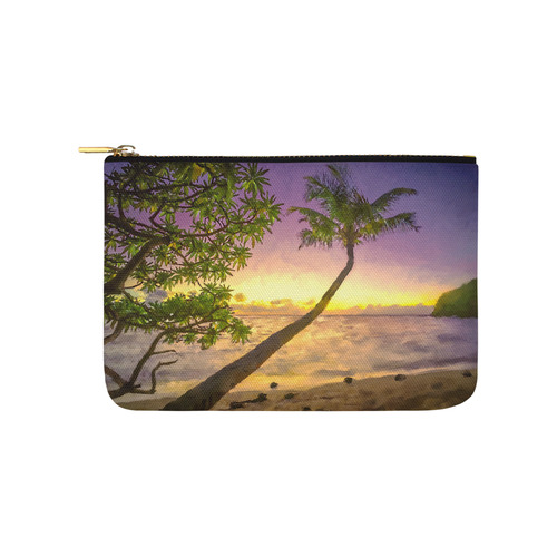 Painting tropical sunset beach with palms Carry-All Pouch 9.5''x6''