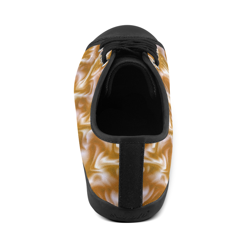 Chocolate Silk Rumple - Jera Nour Canvas Shoes for Women/Large Size (Model 016)