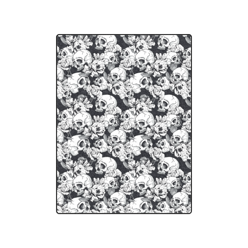 skull pattern, black and white Blanket 50"x60"