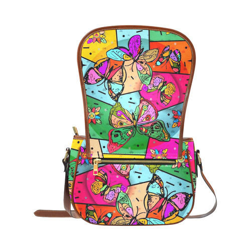 My Butterfly Popart by Nico Bielow Saddle Bag/Large (Model 1649)