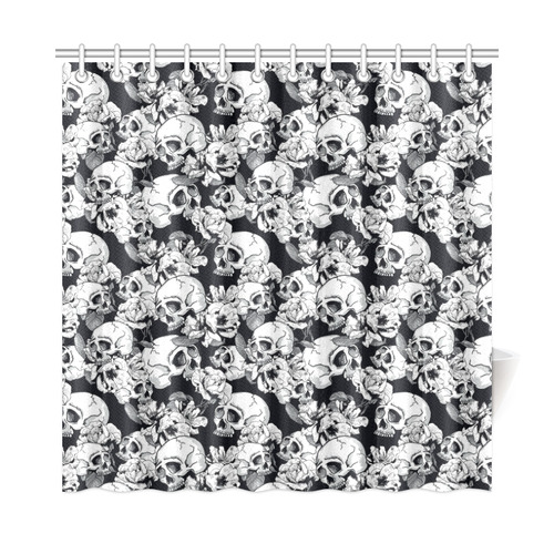 skull pattern, black and white Shower Curtain 72"x72"