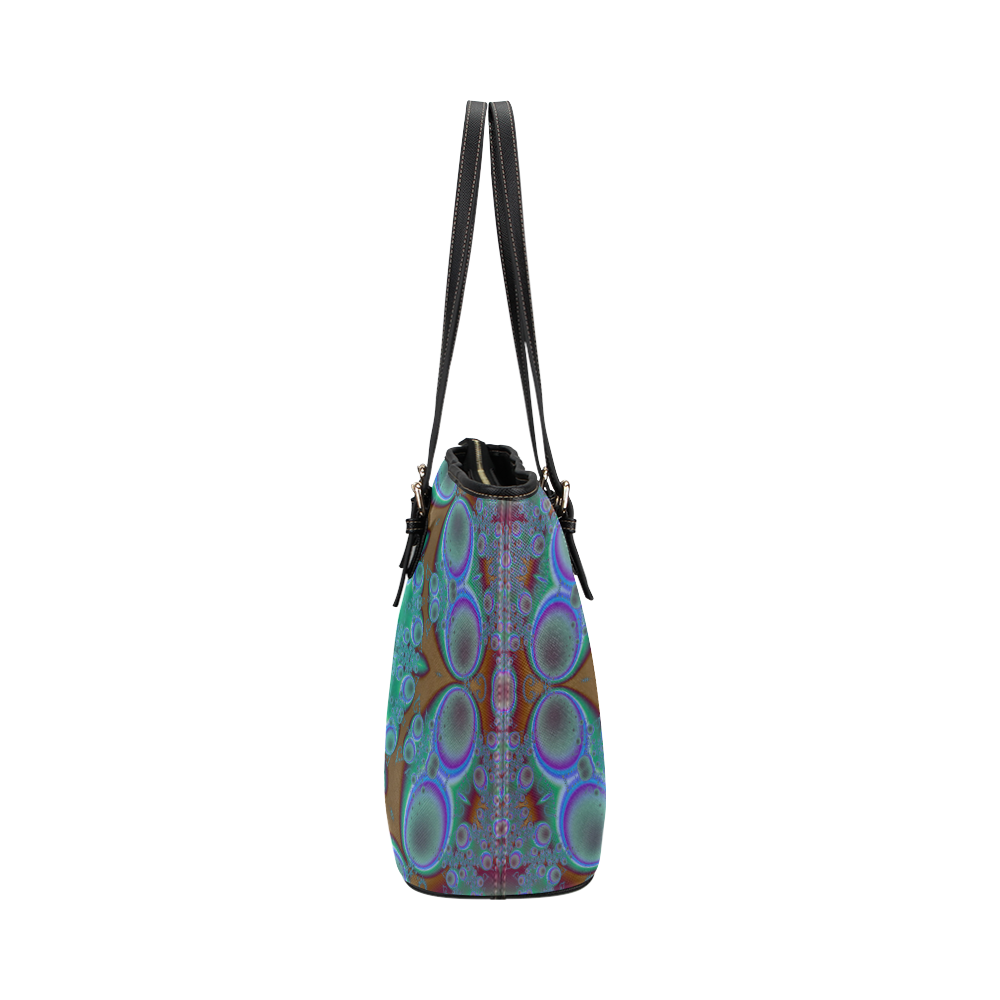 fractal pattern 1 Leather Tote Bag/Small (Model 1651)