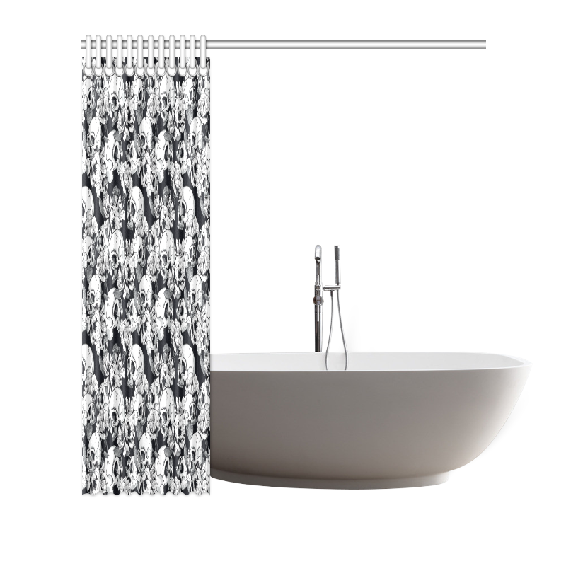 skull pattern, black and white Shower Curtain 66"x72"