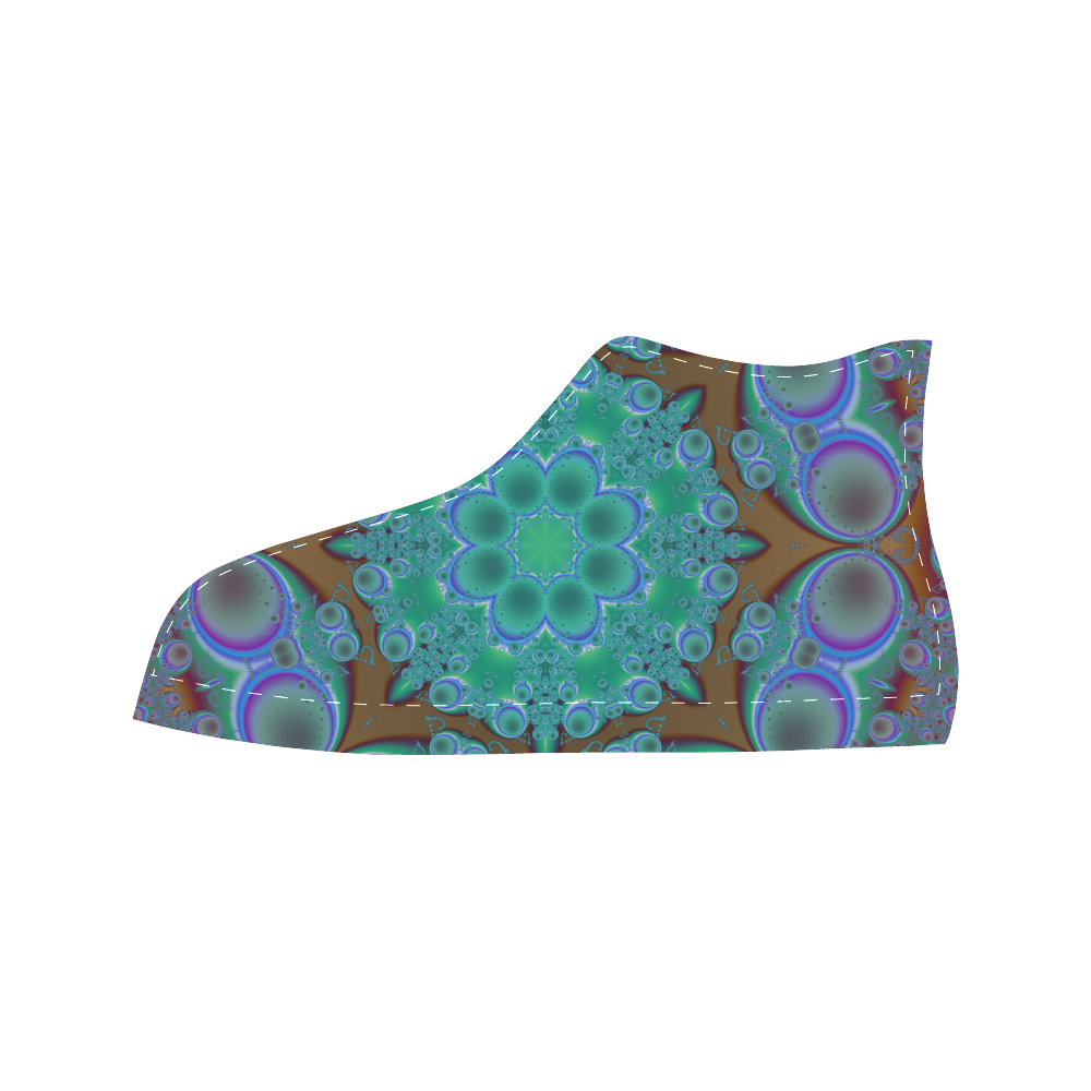fractal pattern 1 Aquila High Top Microfiber Leather Women's Shoes/Large Size (Model 032)