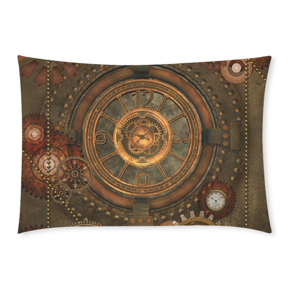 Steampunk, wonderful vintage clocks and gears Custom Rectangle Pillow Case 20x30 (One Side)