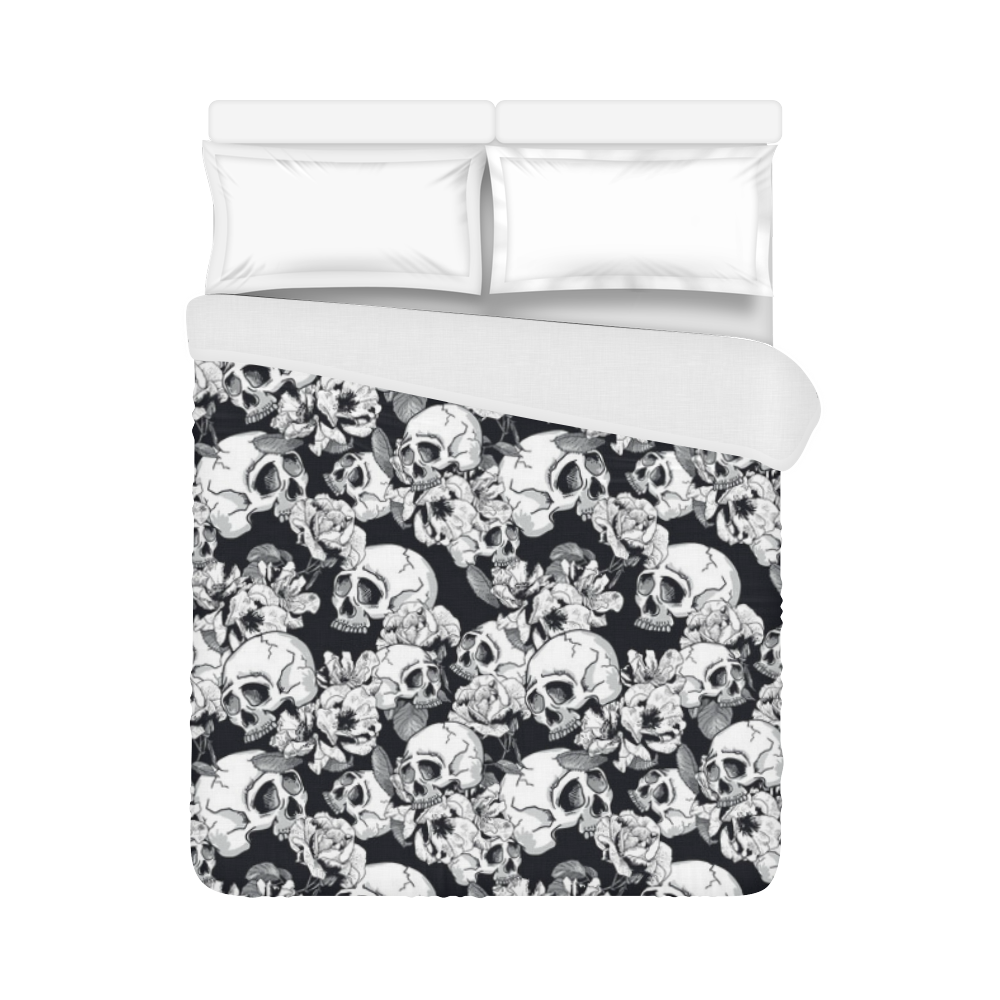 skull pattern, black and white Duvet Cover 86"x70" ( All-over-print)