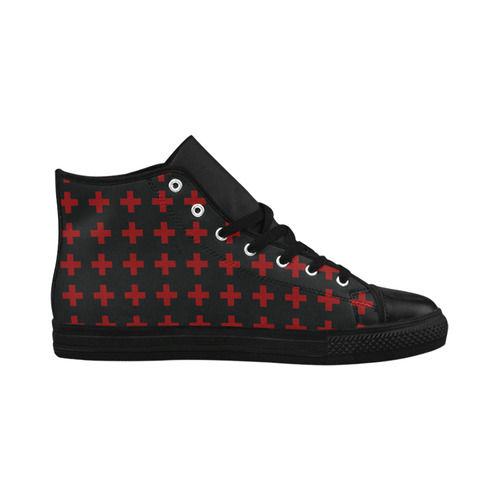 Punk Rock Heavy Metal red Crosses pattern Aquila High Top Microfiber Leather Men's Shoes/Large Size (Model 032)