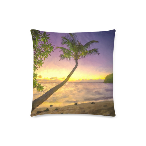 Painting tropical sunset beach with palms Custom Zippered Pillow Case 18"x18" (one side)