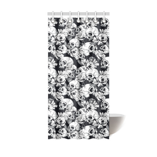 skull pattern, black and white Shower Curtain 36"x72"