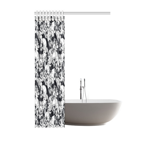 skull pattern, black and white Shower Curtain 48"x72"