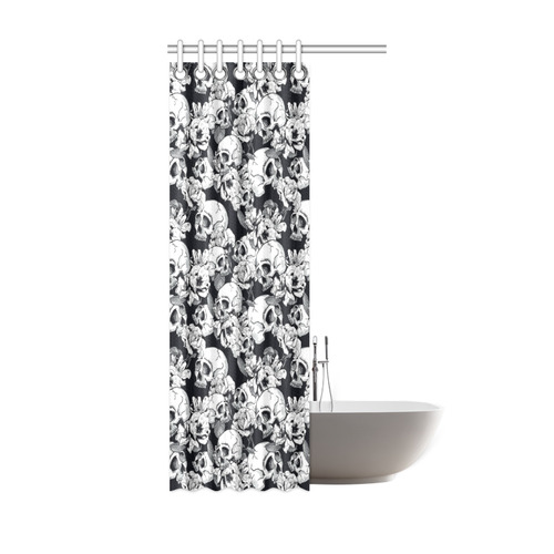 skull pattern, black and white Shower Curtain 36"x72"