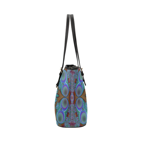 fractal pattern 1 Leather Tote Bag/Small (Model 1651)