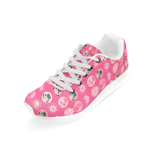 Bright Pink Valentine Pugs Women’s Running Shoes (Model 020) | ID: D1192557