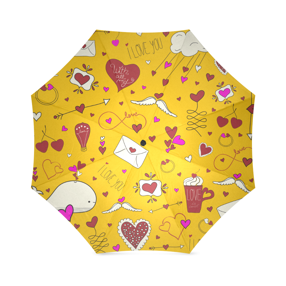 Valentine's Day LOVE HEARTS pattern red pink Foldable Umbrella (Model U01)