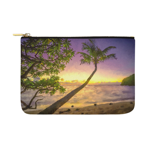 Painting tropical sunset beach with palms Carry-All Pouch 12.5''x8.5''