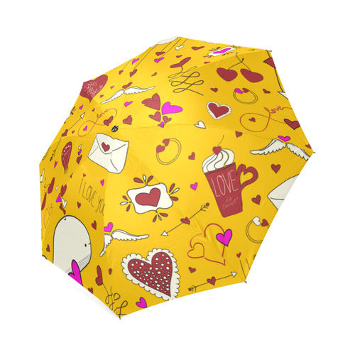 Valentine's Day LOVE HEARTS pattern red pink Foldable Umbrella (Model U01)
