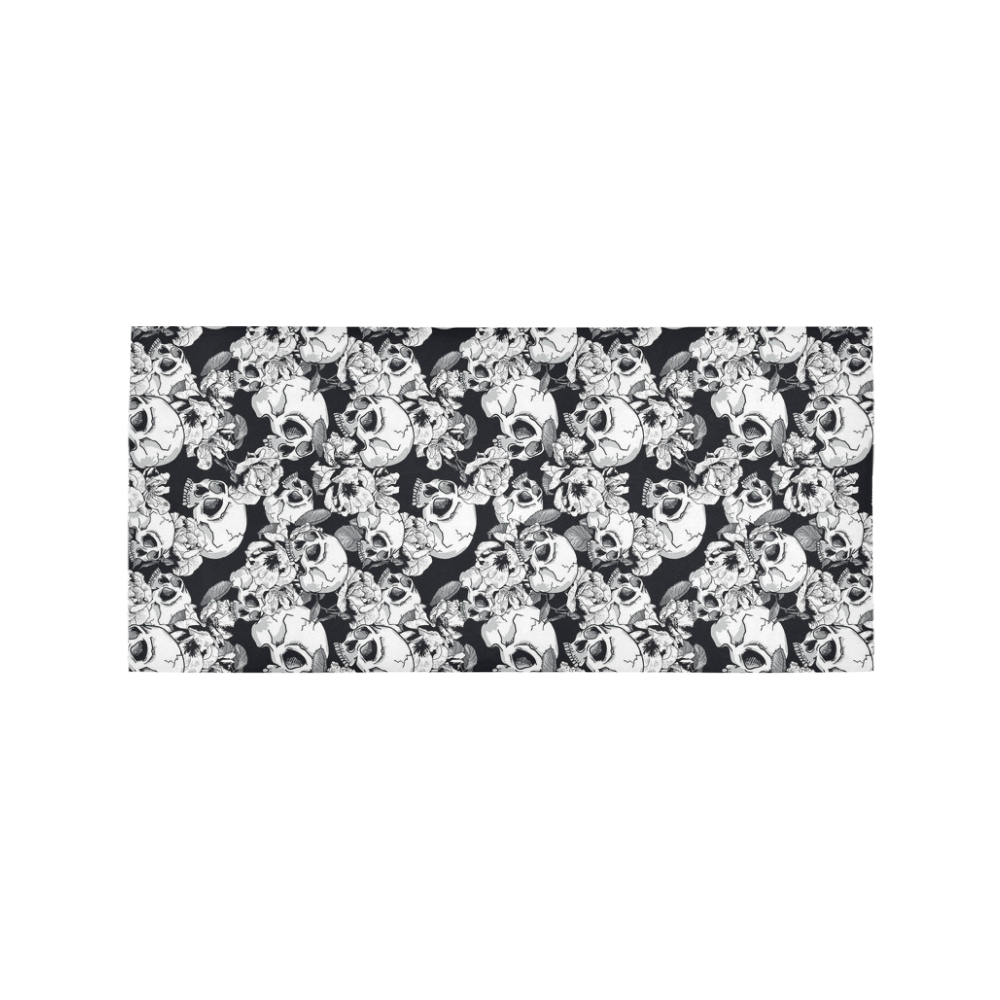 skull pattern, black and white Area Rug 7'x3'3''
