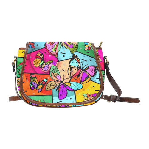 My Butterfly Popart by Nico Bielow Saddle Bag/Large (Model 1649)