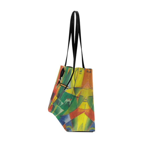 Landscape with dog, house and cow by Franz Marc Euramerican Tote Bag/Large (Model 1656)