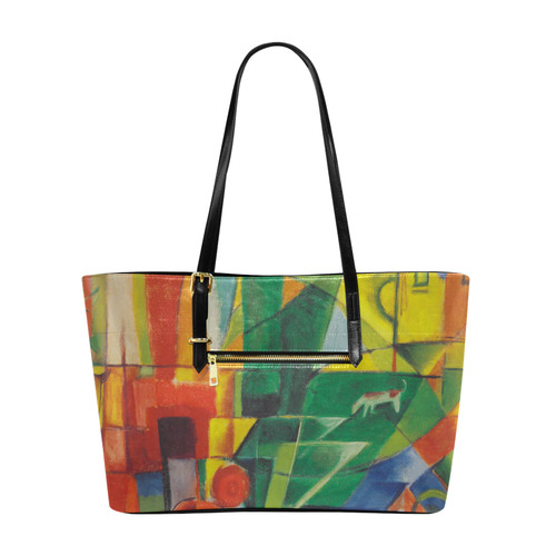 Landscape with dog, house and cow by Franz Marc Euramerican Tote Bag/Large (Model 1656)