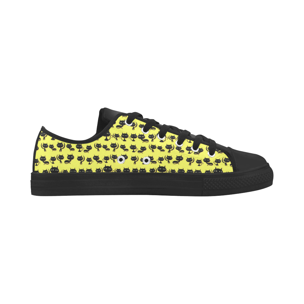 Yellow Cat Pattern Aquila Microfiber Leather Men's Shoes (Model 031)