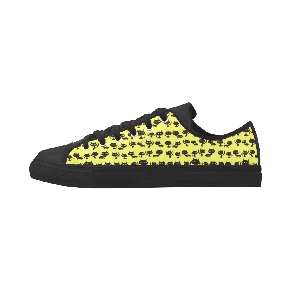 Yellow Cat Pattern Aquila Microfiber Leather Men's Shoes (Model 031)