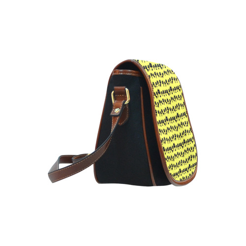 Yellow Cat Pattern Saddle Bag/Small (Model 1649)(Flap Customization)