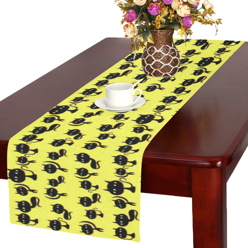 Yellow Cat Pattern Table Runner 16x72 inch