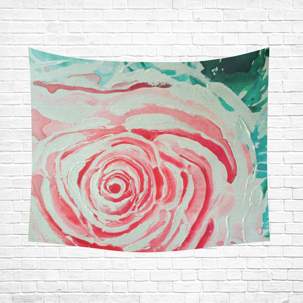 ROSES ARE PINK PINK Cotton Linen Wall Tapestry 60"x 51"