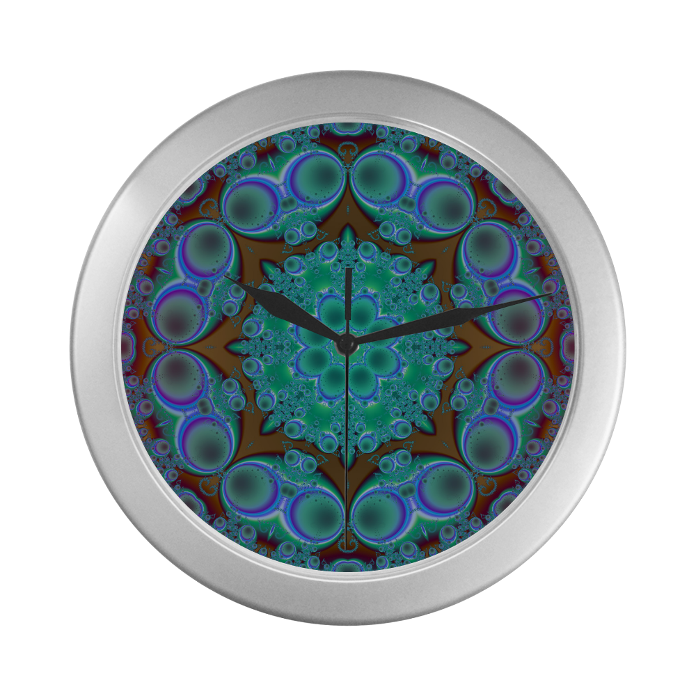 fractal pattern 1 Silver Color Wall Clock