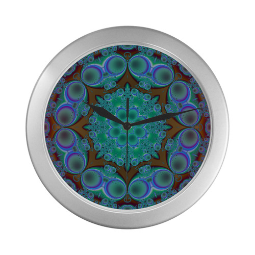 fractal pattern 1 Silver Color Wall Clock