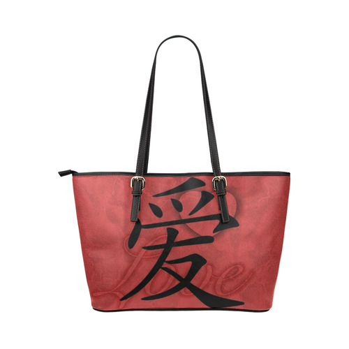 Love by Popart Lover Leather Tote Bag/Large (Model 1651)