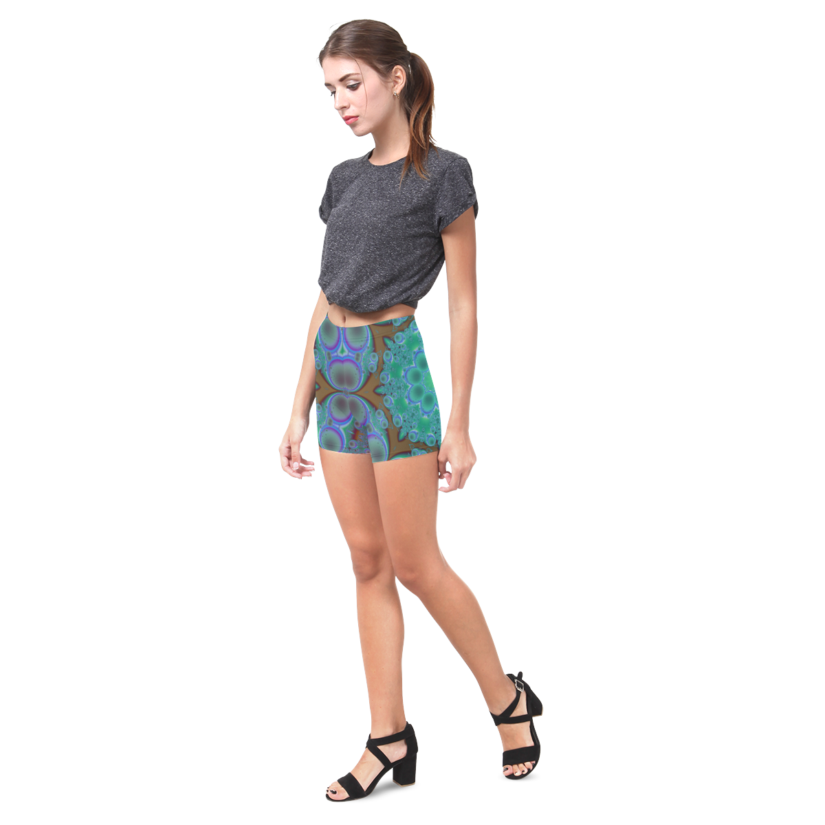 fractal pattern 1 Briseis Skinny Shorts (Model L04)