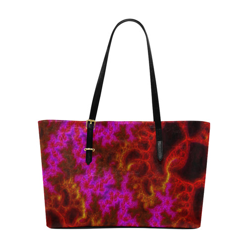 Fractal in Pink Red Yellow In Knitting Look Euramerican Tote Bag/Large (Model 1656)