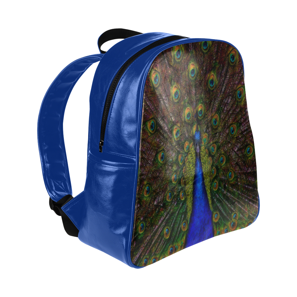 Awesome Peacock Multi-Pockets Backpack (Model 1636)