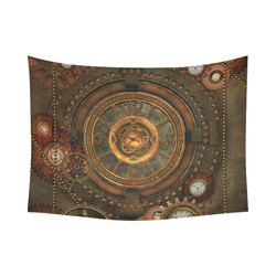Steampunk, wonderful vintage clocks and gears Cotton Linen Wall Tapestry 80"x 60"
