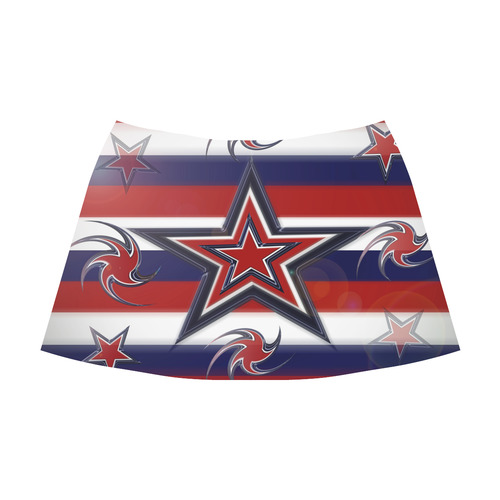 Tricolor Stars Stripes Mnemosyne Women's Crepe Skirt (Model D16)