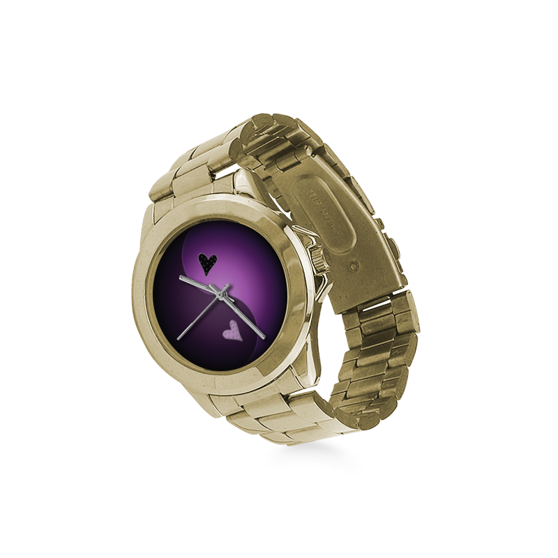 yin yang heart- purple Custom Gilt Watch(Model 101)