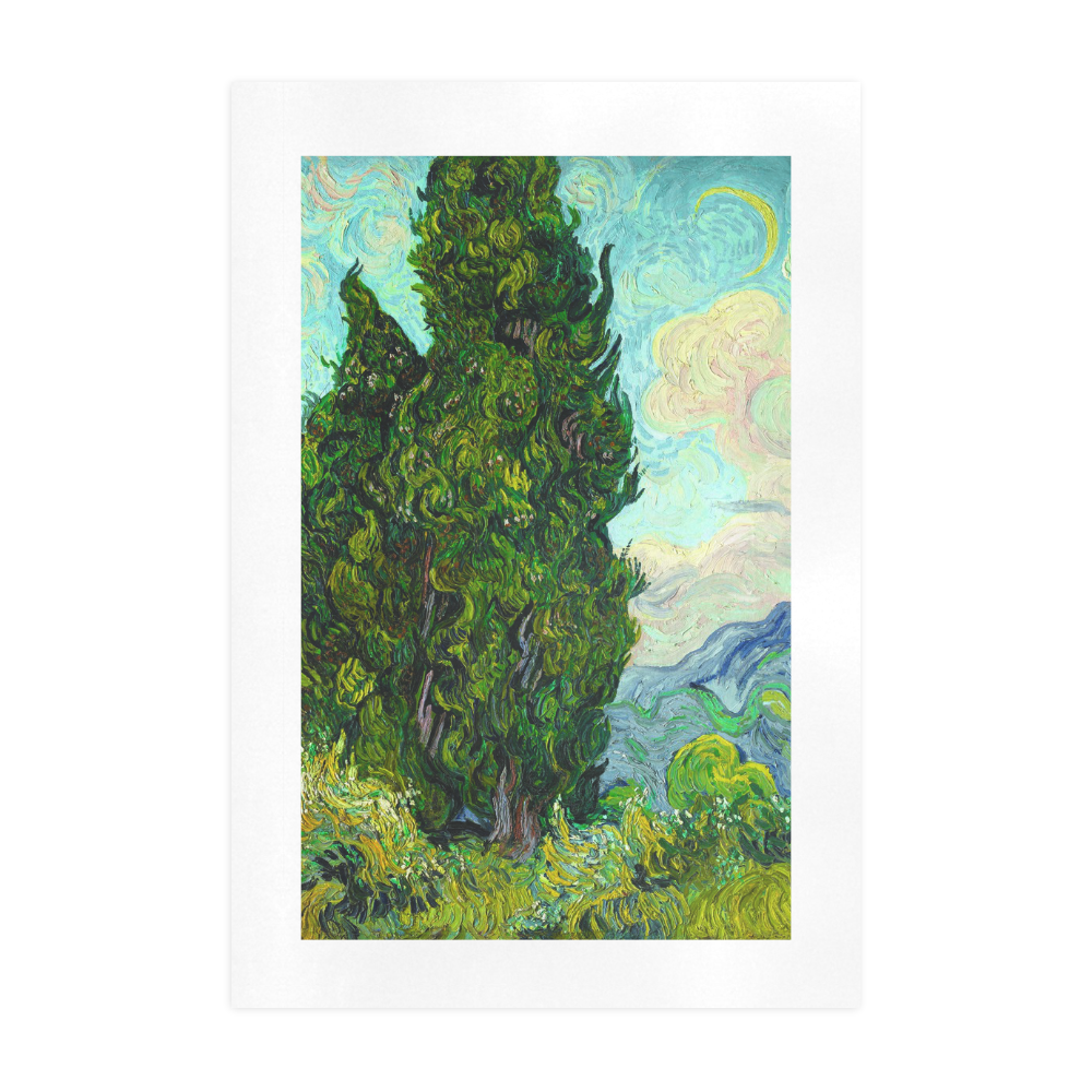 Vincent van Gogh Cypresses Landscape Art Print 19‘’x28‘’