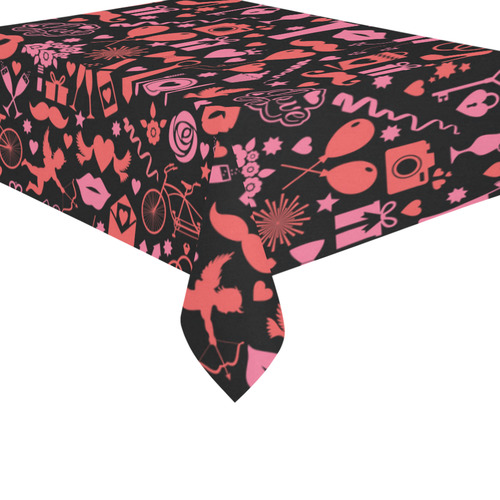 Pink Love Cotton Linen Tablecloth 60"x 84"
