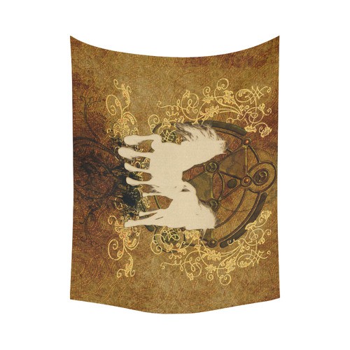 Beautiful horses, silhouette Cotton Linen Wall Tapestry 80"x 60"