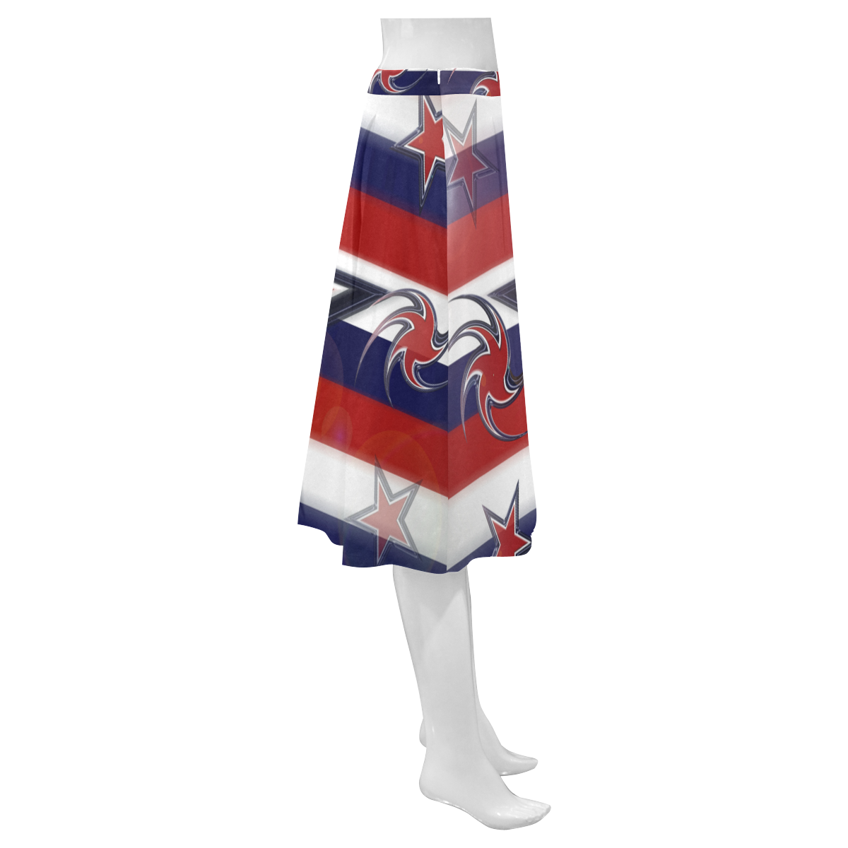 Tricolor Stars Stripes Mnemosyne Women's Crepe Skirt (Model D16)