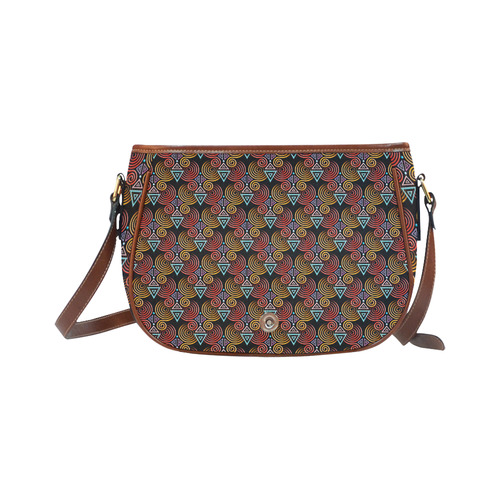 Lovely Geometric LOVE Hearts Pattern Saddle Bag/Small (Model 1649) Full Customization
