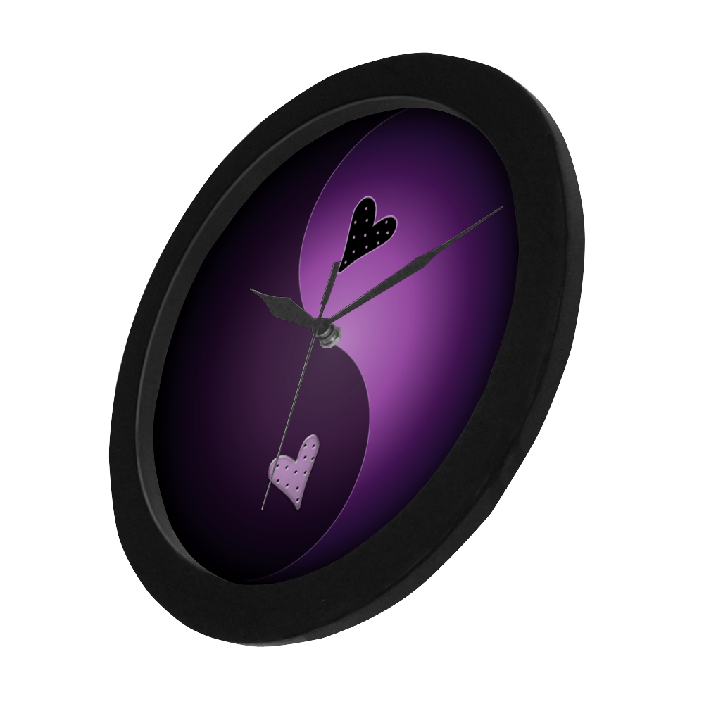 yin yang heart- purple Circular Plastic Wall clock