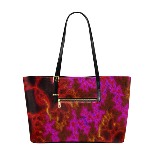 Fractal in Pink Red Yellow In Knitting Look Euramerican Tote Bag/Large (Model 1656)